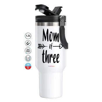 Mom of three, Mega Travel Mug / Κούπα Ταξιδίου, διπλού τοιχώματος (θερμό) 1,2L