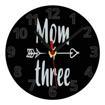 Mom of three, Ρολόι τοίχου γυάλινο (20cm)
