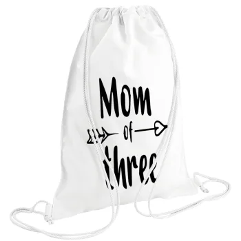Mom of three, Backpack pouch GYMBAG white (28x40cm)