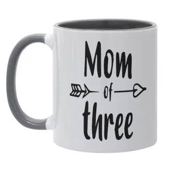 Mom of three, Κούπα χρωματιστή γκρι, κεραμική, 330ml