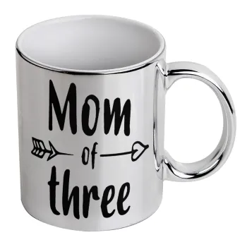 Mom of three, Mug ceramic, silver mirror, 330ml