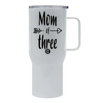 Mom of three, Mega Stainless steel Tumbler with lid, double wall 750L