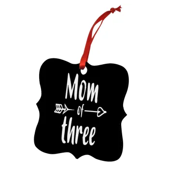Mom of three, Christmas ornament polygon wooden 7.5cm