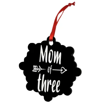 Mom of three, Christmas ornament snowflake wooden 7.5cm