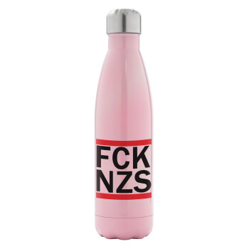 FCK NZS, Μεταλλικό παγούρι θερμός Ροζ Ιριδίζον (Stainless steel), διπλού τοιχώματος, 500ml