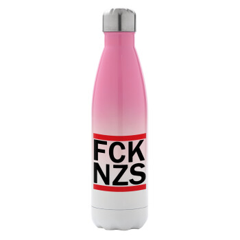 FCK NZS, Metal mug thermos Pink/White (Stainless steel), double wall, 500ml