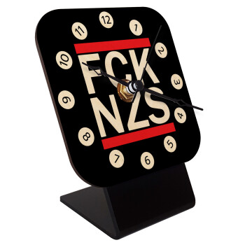FCK NZS, Quartz Table clock in natural wood (10cm)