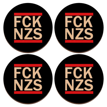 FCK NZS, ΣΕΤ x4 Σουβέρ ξύλινα στρογγυλά plywood (9cm)