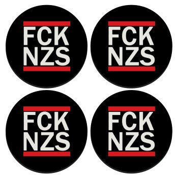 FCK NZS, ΣΕΤ 4 Σουβέρ ξύλινα στρογγυλά (9cm)