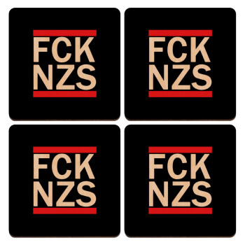 FCK NZS, ΣΕΤ x4 Σουβέρ ξύλινα τετράγωνα plywood (9cm)