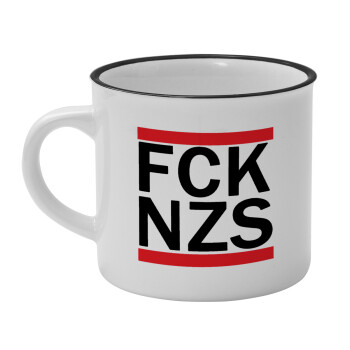 FCK NZS, Κούπα κεραμική vintage Λευκή/Μαύρη 230ml