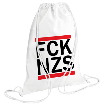 FCK NZS, Τσάντα πλάτης πουγκί GYMBAG λευκή (28x40cm)