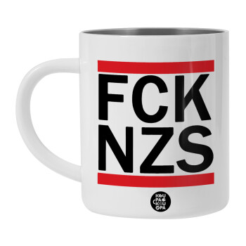 FCK NZS, BIG Mug Stainless steel double wall (450ml, White)