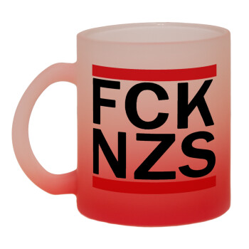FCK NZS, Κούπα γυάλινη δίχρωμη με βάση το κόκκινο ματ, 330ml