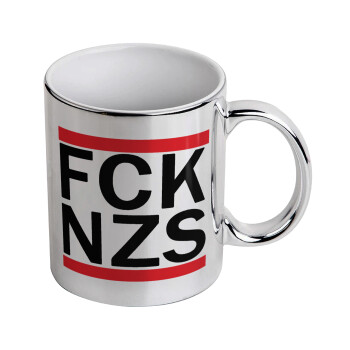 FCK NZS, Mug ceramic, silver mirror, 330ml