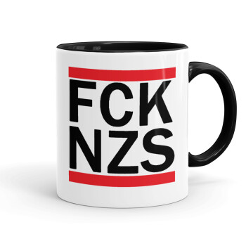 FCK NZS, Κούπα χρωματιστή μαύρη, κεραμική, 330ml