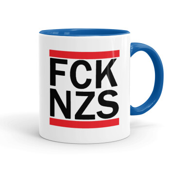 FCK NZS, Mug colored blue, ceramic, 330ml