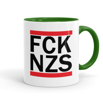 FCK NZS, Κούπα χρωματιστή πράσινη, κεραμική, 330ml