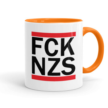 FCK NZS, Mug colored orange, ceramic, 330ml