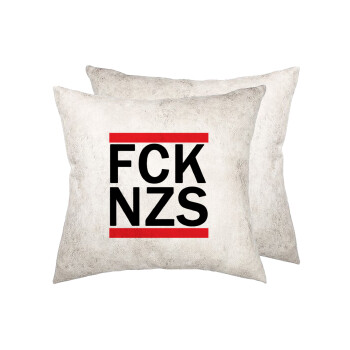 FCK NZS, Μαξιλάρι καναπέ Δερματίνη Γκρι 40x40cm με γέμισμα
