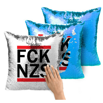 FCK NZS, Μαξιλάρι καναπέ Μαγικό Μπλε με πούλιες 40x40cm περιέχεται το γέμισμα
