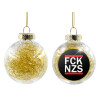 Transparent Christmas tree ball ornament with gold filling 8cm
