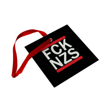 FCK NZS, Χριστουγεννιάτικο στολίδι γυάλινο τετράγωνο 9x9cm