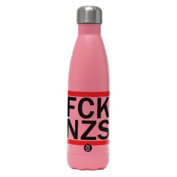 FCK NZS, Μεταλλικό παγούρι θερμός Ροζ Ματ (Stainless steel), διπλού τοιχώματος, 500ml
