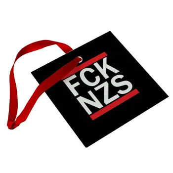 FCK NZS, Στολίδι Χριστουγεννιάτικο στολίδι γυάλινο τετράγωνο 9x9cm
