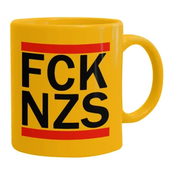 FCK NZS, Κούπα, κεραμική κίτρινη, 330ml