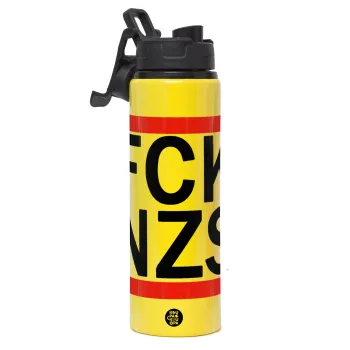 FCK NZS, Metallic water bottle with safety lid, 850ml aluminum