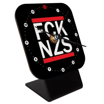 FCK NZS, Quartz Wooden table clock with hands (10cm)