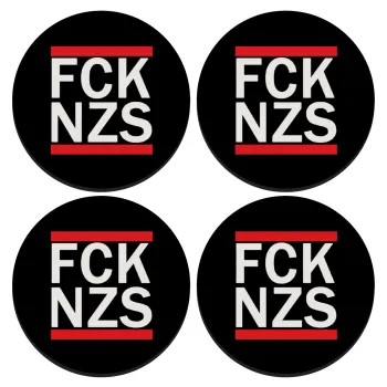 FCK NZS, ΣΕΤ 4 Σουβέρ ξύλινα στρογγυλά (9cm)