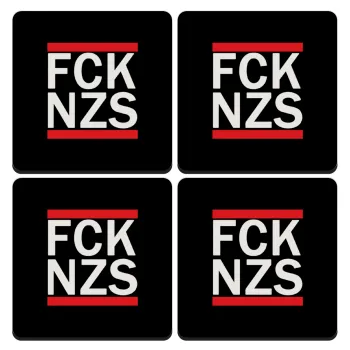 FCK NZS, ΣΕΤ 4 Σουβέρ ξύλινα τετράγωνα (9cm)