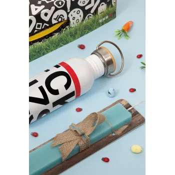 FCK NZS, Πασχαλινή Λαμπάδα με παγούρι μεταλλικό (620ml, stainless steel) & κερί αρωματικό πλακέ (30cm) (ΤΙΡΚΟΥΑΖ)