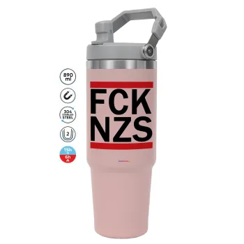 FCK NZS, Pink color, 890ml (30oz) stainless Steel Tumbler with Handle