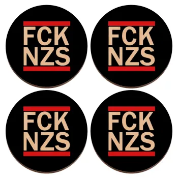 FCK NZS, ΣΕΤ x4 Σουβέρ ξύλινα στρογγυλά plywood (9cm)