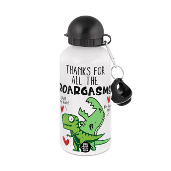 Thanks for all the ROARGASMS, Metal water bottle, White, aluminum 500ml