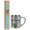 Easter Set, metallic thermal cup (300ml) & aromatic flat Easter candle (30cm) (TURQUOISE)