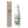 Easter Set, metallic stainless thermos bottle (500ml) & scented flat Easter candle (30cm) (GRAY)
