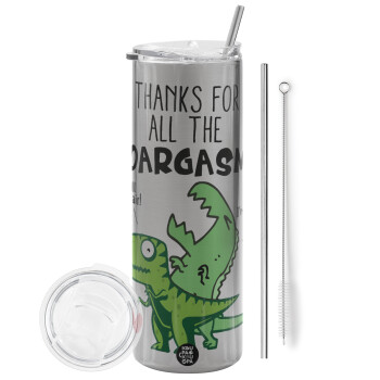 Thanks for all the ROARGASMS, Eco friendly stainless steel Silver tumbler 600ml, with metal straw & cleaning brush