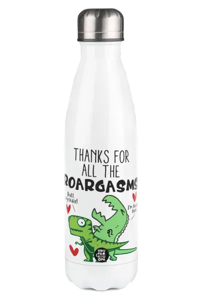 Thanks for all the ROARGASMS — Μεταλλικό παγούρι θερμός Λευκό (Stainless steel), διπλού τοιχώματος, 500ml
