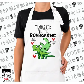 Thanks for all the ROARGASMS, Ποδιά μακριά Σεφ ολόσωμη με τσέπες white (ΕΝΗΛΙΚΩΝ)