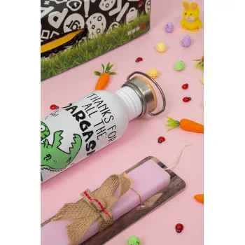 Thanks for all the ROARGASMS, Πασχαλινή Λαμπάδα με παγούρι μεταλλικό (620ml, stainless steel) & κερί αρωματικό πλακέ (30cm) (ΡΟΖ)