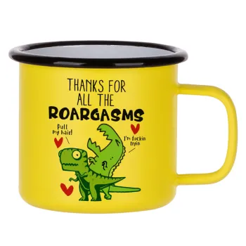 Thanks for all the ROARGASMS, Metallic enamel MATT Yellow cup 360ml