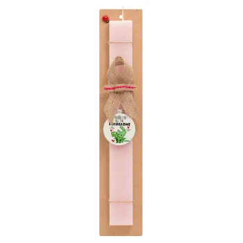 Thanks for all the ROARGASMS, Easter Set, wooden keychain & scented flat Easter candle (30cm) (PINK)