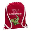 Backpack pouch GYMBAG Red, with pocket (40x48cm) & thick cords