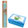 Easter Set, children's snack container BLUE & Easter aromatic flat candle (30cm) (TURQUOISE)