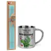 Easter Set, metallic thermal cup (300ml) & aromatic flat Easter candle (30cm) (TURQUOISE)
