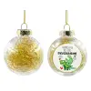 Transparent Christmas tree ball ornament with gold filling 8cm